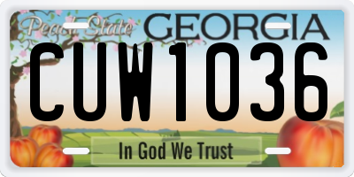 GA license plate CUW1036