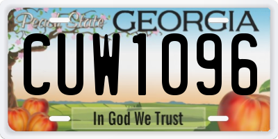 GA license plate CUW1096