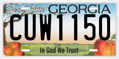 GA license plate CUW1150