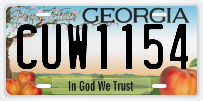 GA license plate CUW1154