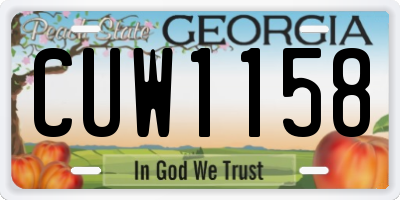 GA license plate CUW1158