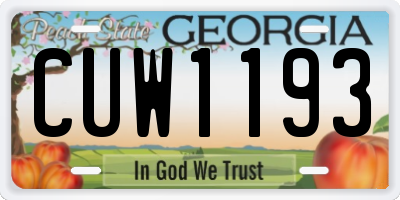 GA license plate CUW1193