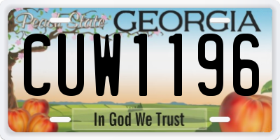 GA license plate CUW1196