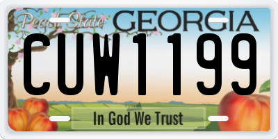 GA license plate CUW1199