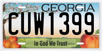 GA license plate CUW1399
