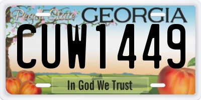 GA license plate CUW1449