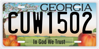 GA license plate CUW1502