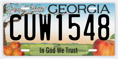 GA license plate CUW1548