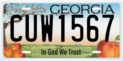 GA license plate CUW1567