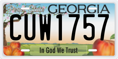 GA license plate CUW1757