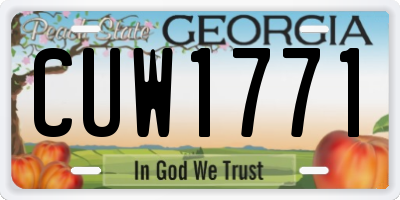 GA license plate CUW1771