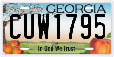 GA license plate CUW1795