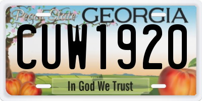 GA license plate CUW1920