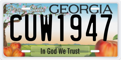 GA license plate CUW1947