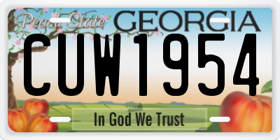 GA license plate CUW1954