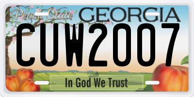 GA license plate CUW2007
