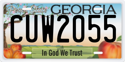 GA license plate CUW2055