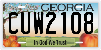 GA license plate CUW2108