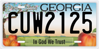 GA license plate CUW2125