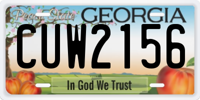 GA license plate CUW2156