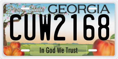 GA license plate CUW2168