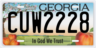 GA license plate CUW2228