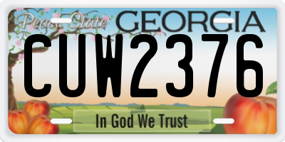 GA license plate CUW2376
