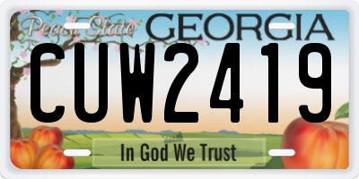 GA license plate CUW2419