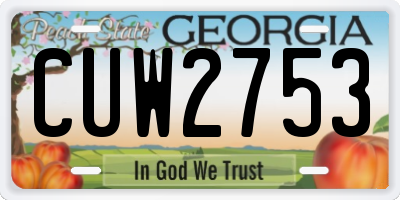 GA license plate CUW2753