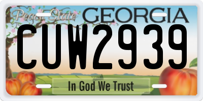 GA license plate CUW2939