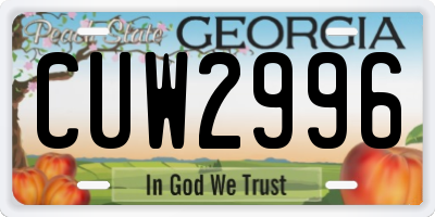 GA license plate CUW2996
