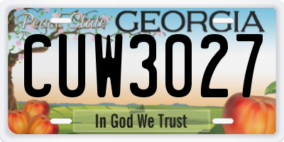 GA license plate CUW3027