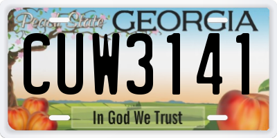 GA license plate CUW3141