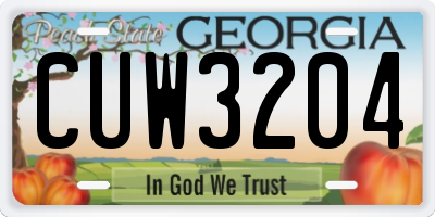 GA license plate CUW3204