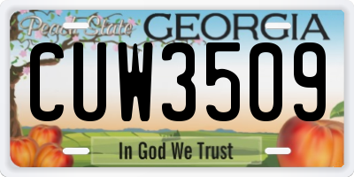 GA license plate CUW3509