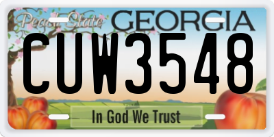 GA license plate CUW3548