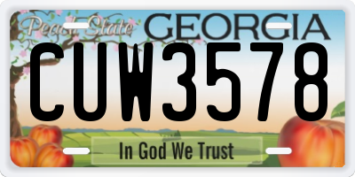 GA license plate CUW3578