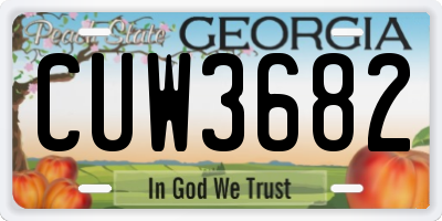 GA license plate CUW3682