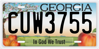 GA license plate CUW3755