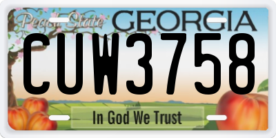 GA license plate CUW3758