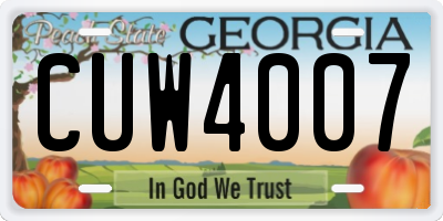 GA license plate CUW4007