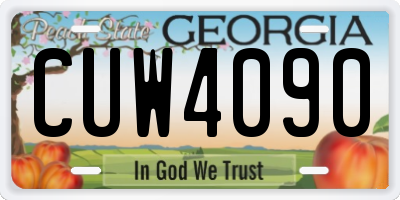 GA license plate CUW4090
