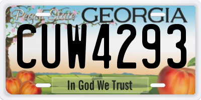 GA license plate CUW4293