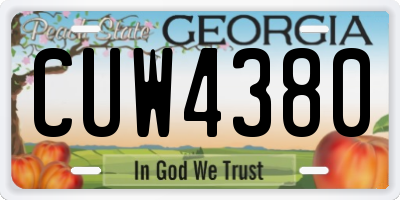 GA license plate CUW4380