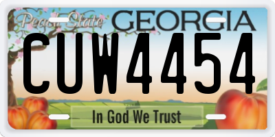 GA license plate CUW4454