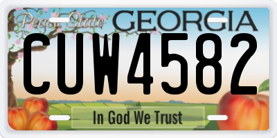 GA license plate CUW4582