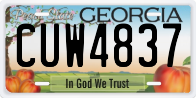 GA license plate CUW4837