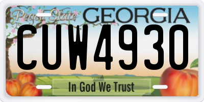 GA license plate CUW4930