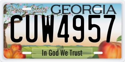 GA license plate CUW4957