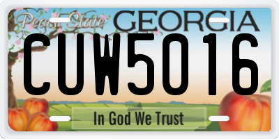 GA license plate CUW5016